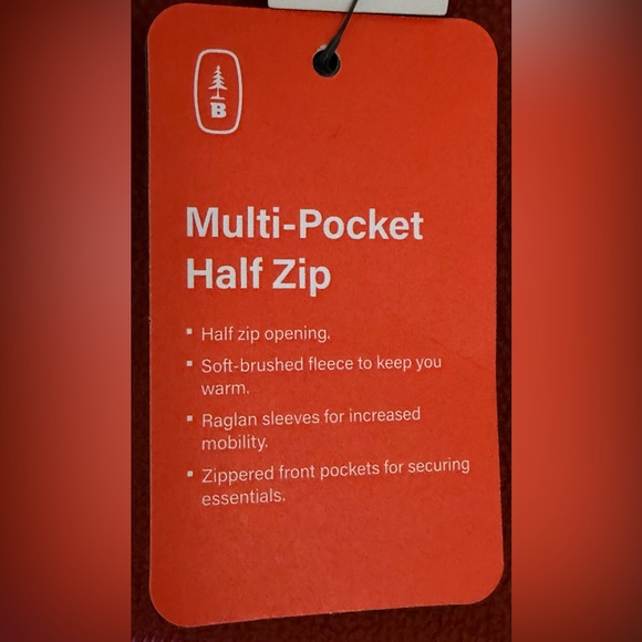 Bass Outdoor Half Zip Pull Over Fleece with Thumbholes Burnt Henna Medium NWT - Picture 7 of 9